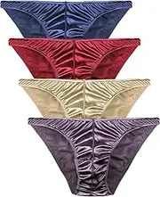 [Barbra Lingerie] Mens Satin Bikini Briefs Panties S to 3XL Silky Sexy Mens Underwear Multi Pack