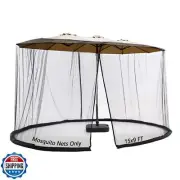 Mosquito Netting for 15FT Patio Umbrella Double-Sided, Screen Walls Zipper Do