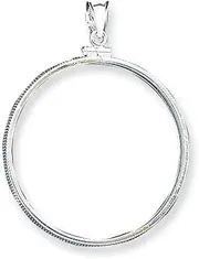 Goldia Sterling Silver 39.4 X 3.1mm 1 Oz. Silver Town Plain Coin Bezel Pendant