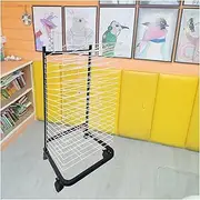 Art Drying Easel,Movable Wire Mesh Magazine Drying Board,Art School and Studio Storage Rack,Save Space (Color: Black)(40 Layers)