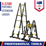 Telescopic Aluminium Ladder Extendable Telescope Folding Step Ladder 330Lbs Au