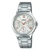 在飛比找遠傳friDay購物優惠-CASIO 羅馬三眼女錶 不鏽鋼錶帶 銀白 生活防水(LTP