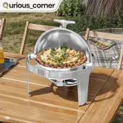 18.7 Stainless Steel Round Dining Chafing Dish Set Food Warmer Kitchen Outdoor