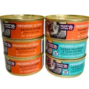 6 Heart To Tail Premium Cat Wet Food 5.5 Oz Cans - Real Salmon, Tuna & Whitefish