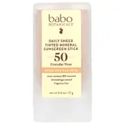 Babo Botanicals, Daily Sheer Tinted Mineral Sunscreen Stick, SPF 50, Fragrance Free, 0.6 oz (17 g)
