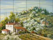 Ceramic Tile Mural Backsplash Whitney Tuscan Olive Grove Landscape POV-TWA003