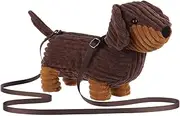 [Apricot Lamb] Henry Dachshund Plush Shoulder Bag for Kids, Teen Girls Boys, Fashion Handbags, 13 Inches