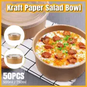 Premium Takeaway Kraft Paper Salad Bowls with Lids - Eco-Friendly Food Grade AU