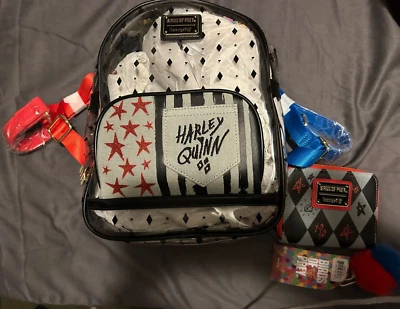 Loungefly DC Comics Birds of Prey Harley Quinn Backpack AND Wallet