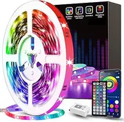 Bluetooth LED Strip Lights 15m, Tenmiro 50ft RGB LED Lights with Remote&App Control, Flexible DIY Multi-Colour Music Sync Timing for Kitchen, Bedroom,Party,PC Decoration