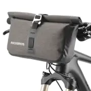 ROCKBROS Bicycle Front Handlebar Bag Waterproof Cycling Tube Bag Black Gold 4-5L