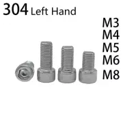 304 Stainless Steel Hex Socket Bolts Cap Head Screws Left Hand Thread M3-M8