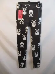 Skull Legging Womens Small Black Seamless Ankle Cross-Bones Halloween NOBO
