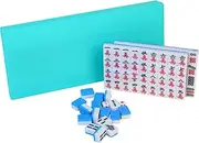 Mahjong Tiles Set 144 Tiles Chinese Mahjong Game Set Portable Travel Mahjong Set with Storage Box Handbag Table Cloth & Dice Tiles Mahjong Set 0.94"(24MM) for Each Tile Style 2 Mahjong Set Mahjong Ga