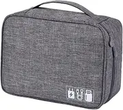 Portable Electronics Accessories Organizer Case Grey Digital Storage Bag for Travel Tech Case for Cables Chargers and Gadgets Electronics Travel Organizer