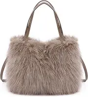 [Naimo] Furry Shoulder Bag Fluffy Crossbody Bag Plush Tote Bag Fuzzy Purse Y2K Faux Fur Handbag for Women