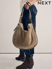 Sand Leather Stud Shoulder Boho Bag (AB7119) | $141