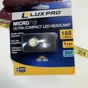 LUXPRO LED Headlamp Micro 718 185 Lumens IPX7 Batteries Included
