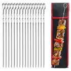16Pcs Kabob Skewers Stainless Steel Barbecue Flat Skewers Kitchen Accessories HO