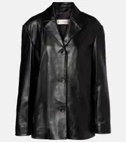[Nour Hammour] Nour Hammour Opus leather blazer AU 14 black