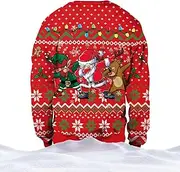 [WLHZD] Christmas Jumper - Unisex Ugly Christmas Printed Pullover,Clothing Printed Patterns Increase Holiday Spirits Weiwu