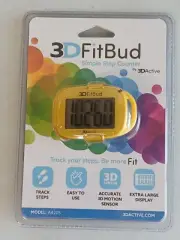 3D ACTIVE FitBud 3D Fit Bud Simple Step Counter A420S Yellow Clip Pedometer NEW