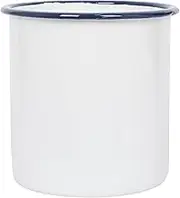 Argon Tableware Enamel Utensil Holder - 15.5cm - Pack of 1 - Blue Rim - White Stainless Steel Kitchen Cutlery Holder Utensils Spoon Storage Organiser Rack Caddy Stand
