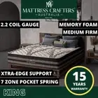 MC 2.2 KING Size Bed Mattress Euro Top Pocket Spring 7 Zone Memory Foam 32cm