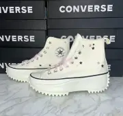 CONVERSE Run Star Hike Platform Embroidered Stars Pink Hi Top 9 NIB Xtra Laces