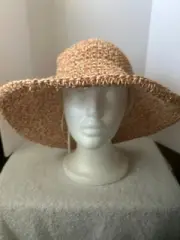 World Market Paper Straw Wide Brim Floppy Sun Hat Brown/Camel Color