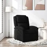 Black Recliner Chair for Room, Living, Bedroom - Comfy Fabric Reclining Chair, Chairs for Reading, Lazy Lounging, Furniture