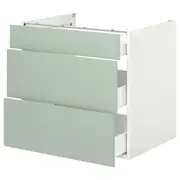 ENHET base cb w 3 drawers, white/pale grey-green, 80x62x75 cm