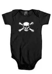 Baby Pirate Skull and Bones Child's One Piece Size 3m-24m Black and Pink