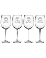 susquehanna Set of 4 Skull & Crossbones Wine Glasses