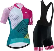[GRTE] Women's Cycling Jersey Short Sleeve Gel Padded Bib Shorts Set MTB Sportswear Ladies Biking Bicycle Clothing