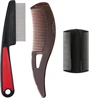 TELAIN 3 Piece Dandruff Comb 1 Black Brush, Stainless Steel Fine Tooth Comb, Scalp Psoriasis Comb, Dandruff Remover Comb, Scalp Detox Comb, Lice Comb, Multifunctional Hair Brush
