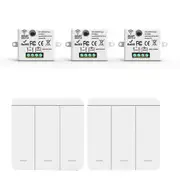 3PCS Wireless Light Wall Switch RF 433Mhz Relay Receiver with 2x 3Gang Panel Switch LED Remote Control for LED Lamp White