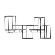 Litton Lane 6- Bottle Black Geometric Wall Wine Rack with 5 Glass Holder Slots
