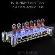 IN-14 Nixie Tubes Clock Acrylic Case with Temperature Sensor F/C [WHITE BOARD]