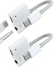 3.5mm Headphone Adapter(2 Pack)USB C to AUX Audio Jack for IPhone 16 15 Pro Charger Cable Splitter for Apple Type C Earphone Compatible With Samsung for IPad Stereo Port Android Dongle Car Accessories