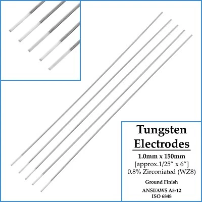 WZ8 5pcs 1mm x 150mm Tungsten Electrode Tig Welding 0.8% Zirconiated AC