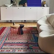 Large Rug Indoor Floor Cover Carpet Living Room Bedroom Office Dining Room Red, Blue, Multicolor, Retro, red, 180 x 270 cm