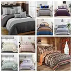 Bohemian Striped Quilt Duvet Doona Cover Set Bed Double Queen King Bedding Soft