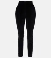 [Dolce & Gabbana] Dolce & Gabbana High-rise cotton-blend velvet tuxedo pants AU 4 black