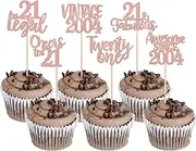 Rsstarxi 24 Pack 21st Birthday Cupcake Toppers Glitter Twenty one Legal 21 Fabulous Vintage 2003 Cupcake Picks for Cheers to 21 Years 21st Birthday Wedding Anniversary Party Cake Decorations Rose Gold