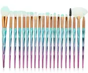 OZ STOCK 20PCS Eye Make up Brushes Diamond Unicorn Eyeshadow Eyebrow Blending Brush Set (20PCS Blue Pink)
