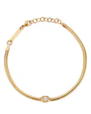 Zoe Chicco 14K Yellow Gold Emerald Cut Diamond Snake Chain Bracelet