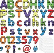 Mooliwe 216 Pcs Back to School Crayon Bulletin Board Letters for Classroom 4" Reusable Numbers Alphabet Punctuation Poster Board Letters with Adhesive Dots Symbol Cutout Bulletin Display School Decor