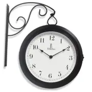 Metal Double Sided Wall Clock 10" - Decorative Indoor Outdoor Double Sided