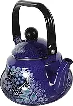 LAPYAPPE Vintage Enamel Water Kettle Pyriform Stovetop Teakettle for Tea Mulled Wine Compatible with Gas Induction Cookers Portable Lightweight Design for Home Dorm Use